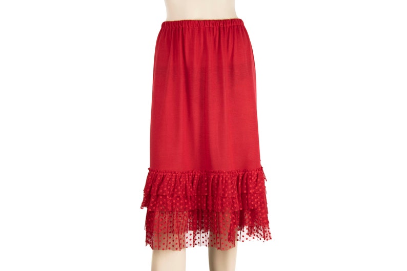 Red Polka Dot Lace Long Skirt Extender Slip Dress Extender Etsy