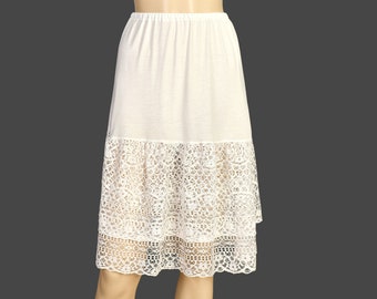 Midi Tulle Lace Skirt Extender Slip, Dress Extender Slip, Petticoat, Off White - WITH LENGTH OPTION