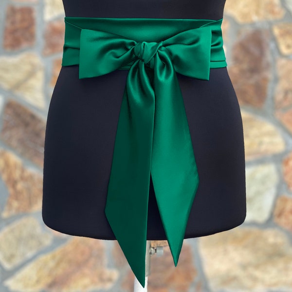 Plus Size Emerald Sash, Solid Emerald Sash Belt, Wedding Dress Sash, Dress Sash, Cocktail Dress Belt, Bridesmaid Sash, COLOR OPTION