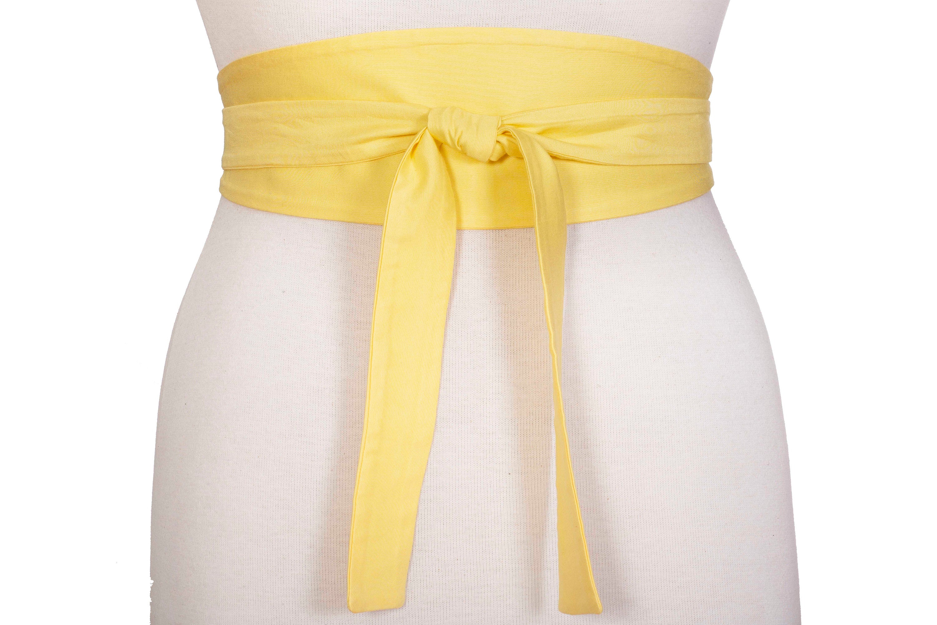 Yellow Obi Belt With Cotton Fabric Sash Corset Wide Wrap | Etsy