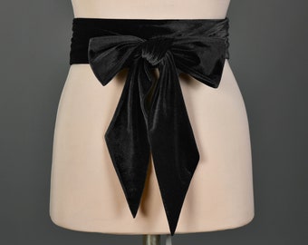 Black Satin Sash Belt, Crepe-back Dress Wrap