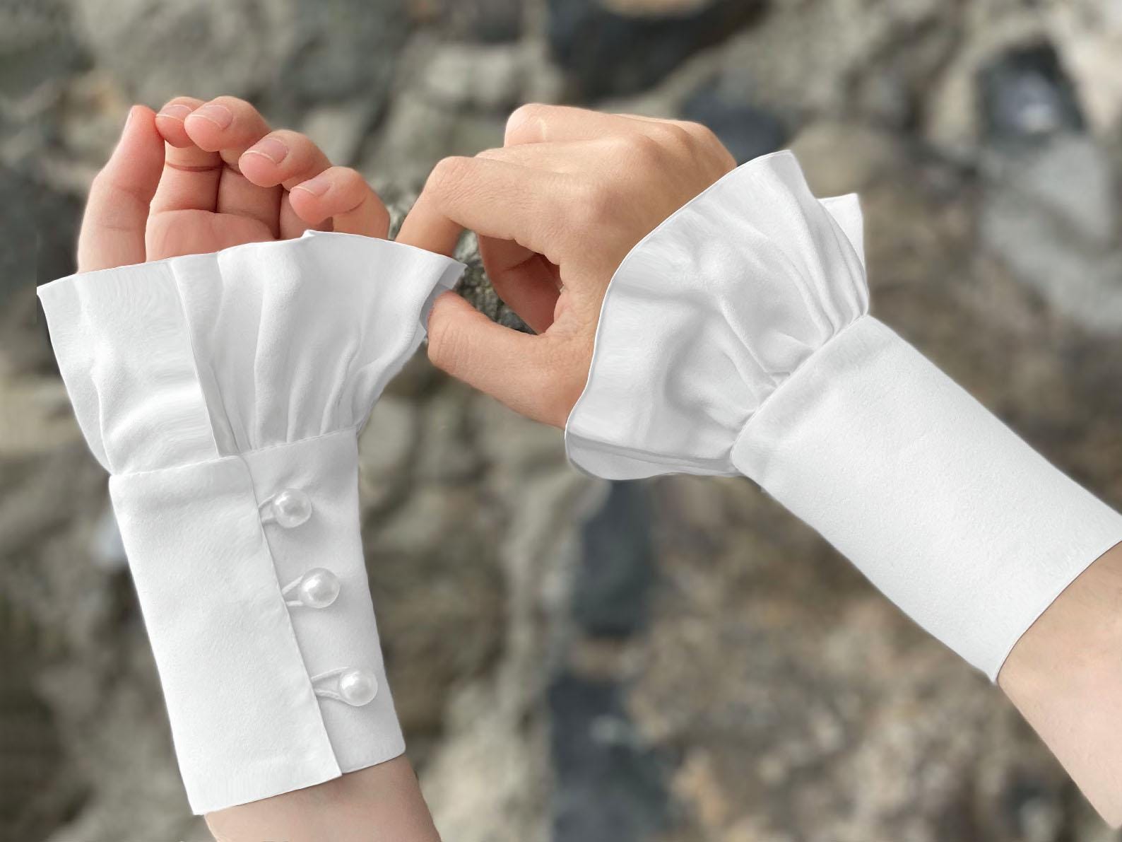 Elaborate Detachable Sleeves Cuffs White Women Lace Wedding Flounces