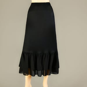Black Skirt Extender Slip Petticoat Maxi Midi, Knee length, Plus Size Long Tiered Underskirt, Gathered Dress Extender Slip LENGTH OPTION image 1