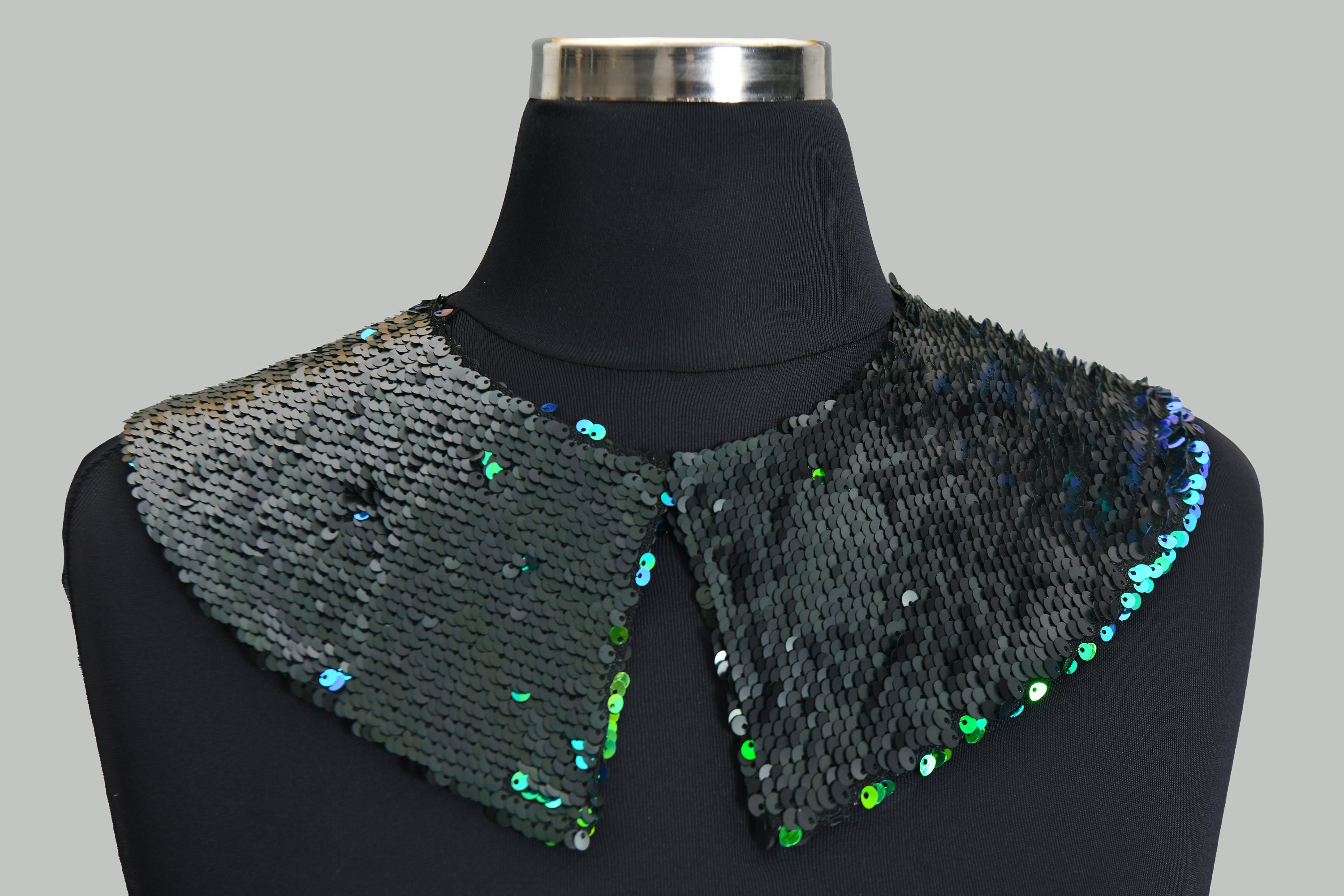 Big Chunky Pointed Shape Collar Necklace With Sequins Detachable ...