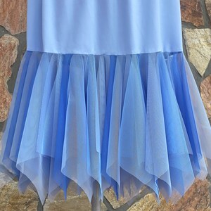 Blue Shaded CustomizableTulle Skirt Extender Slip with Square Fringes, Dress Extender Slip, Costume Accessories image 3