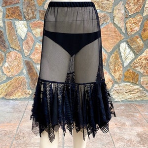 Black Lace Steampunk Gothic Petticoat Slip, Lace Petticoat Underskirt Slip Pretty Delicate Skirt Extender - WITH LENGTH OPTION