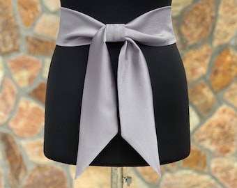 Gray Satin Sash Belt, Wide Satin Sash, Wedding Accessories, Gray Satin Belt, Gray - COLOR & LENGTH Option