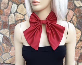 Red Tie For Women, Bow Choker, Bow Neck Tie, Bow Necklace, Bow Tie Adjustable