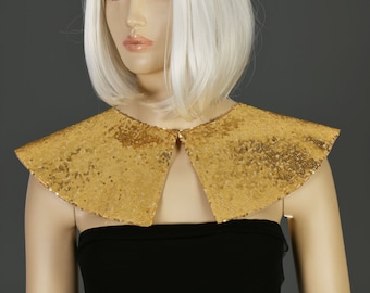 Big Chunky Pointed Shape Gold Collar Necklace With Sequins Detachable Accessories For Women Removable Peter Pan Collar Sequined Collar