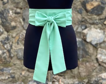 Mint Obi Belt With Rayon Fabric Fabric, Sash Corset, Wide Wrap Belt, Mint