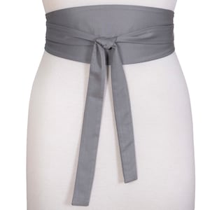 Gray Obi Belt, Sash Corset, Wide Wrap Belt, Gray