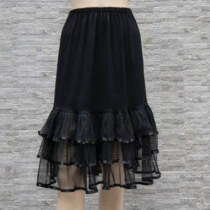Black Ruffle Tulle Skirt Dress Extender Slip, Dress Extender Slip, Lace Top Shirt Extender, Black- WITH LENGTH OPTION