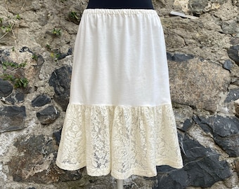 Ivory, Cream Lace Tulle Skirt Extender Slip, Dress Extender Slip.