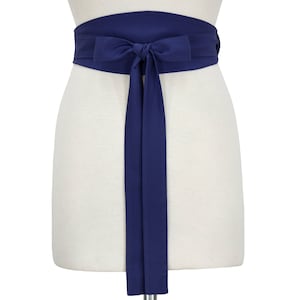 Satin Obi Belt, Sash Corset, Wide Wrap Belt, Plus Size Available, Navy Blue