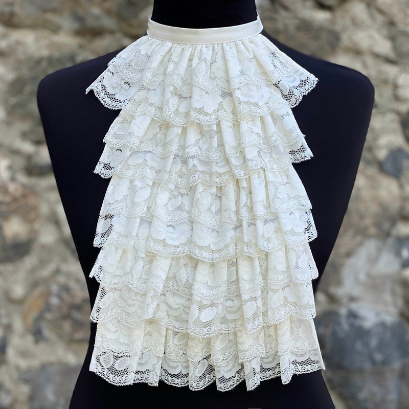 White Ruffle Jabot Lace Jabot - Etsy