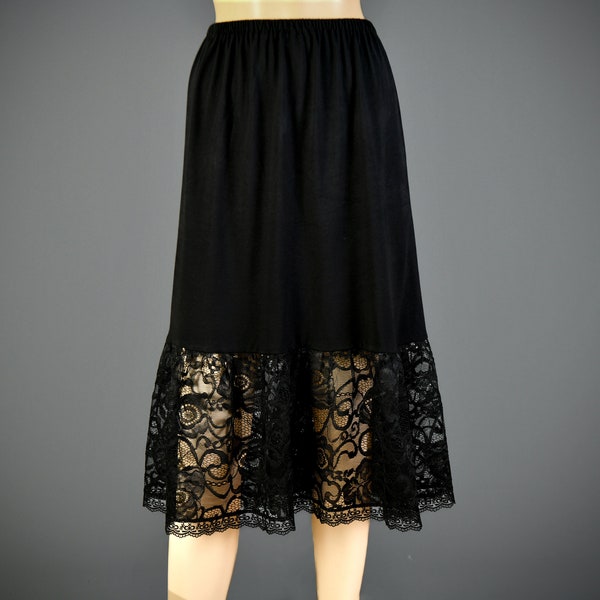 Customizable Black Lace Skirt Extender Slip, Dress Extender Slip -SIZE & LENGTH OPTION