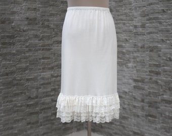 Off White Ruffle Skirt Extender Slip, Dress Extender Slip, Petticoat, Four Layer