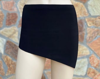 Asymmetrische grote maten booty sjaal, hippe omslagdoek, yogarok, rok, lange leggingrok, bedekkende rok, yogabroekrok, plus size, zwart