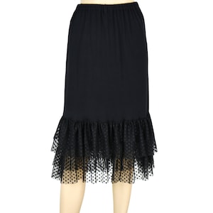 Polkat Dot Skirt Extender Slip, Underskirt, Dress Extender Slip, Lace Top Shirt Extender, Black WITH LENGTH OPTION image 1