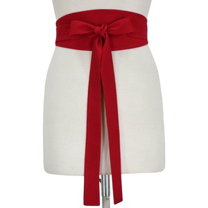 Faux Silk Obi Belt, Sash Corset, Wide Wrap Belt,Plus Size Available, Red