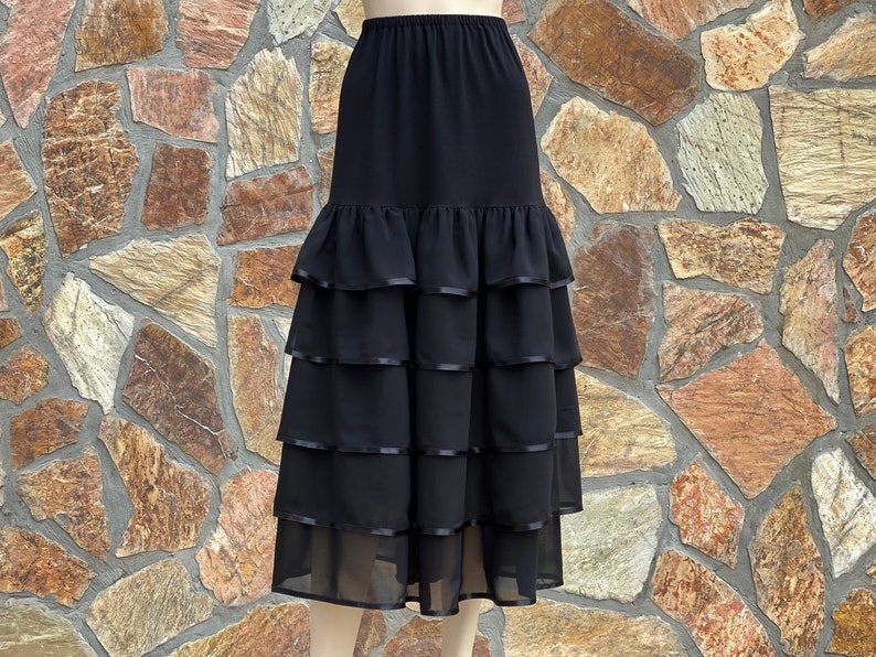 Black Ruffle Skirt Dress Extender Slip Dress Extender Slip Etsy