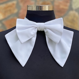 White Bow Tie For Women, Bow Choker, Bow Neck Tie, Bow Necklace, Bow Tie Adjustable, White Ascot Tie-p