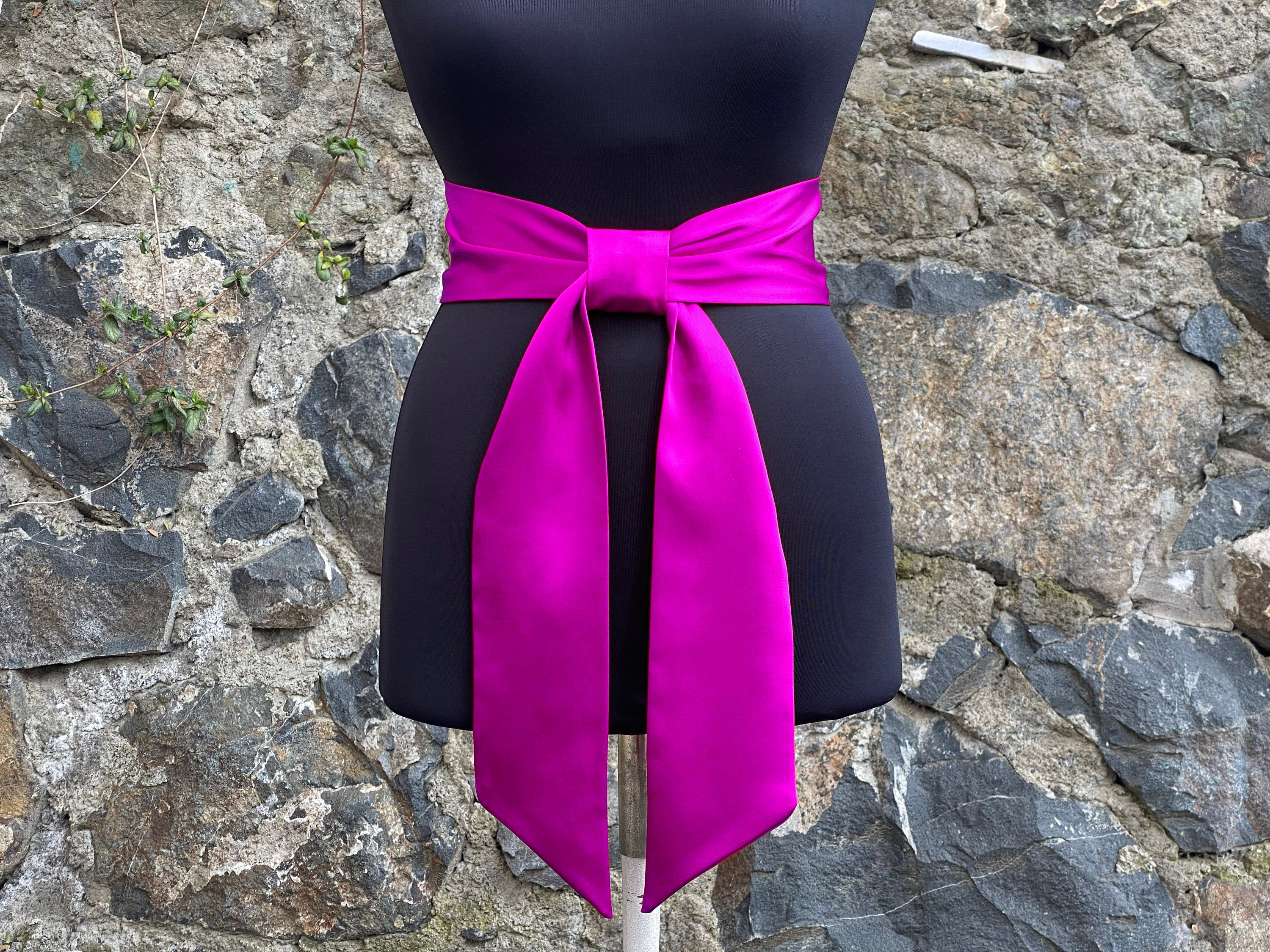 Violet Magenta Steel Pink Satin Sash Belt, Wide Satin Sash, Wedding Accessories,Hot Pink, Magenta, Fuchsia - COLOR & LENGTH Option