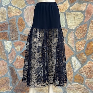 Gonna lunga in pizzo con gonna lunga, gonna lunga in pizzo, nera - CON OPZIONE DI LUNGHEZZA