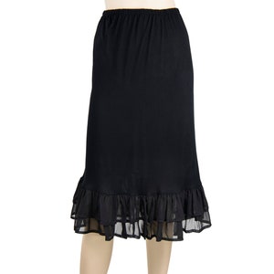 Black Ruffle Tulle Skirt Dress Extender Slip, Dress Extender Slip, Lace Top Shirt Extender, Black- WITH LENGTH OPTION
