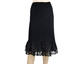 Black Ruffle Tulle Skirt Dress Extender Slip, Dress Extender Slip, Lace Top Shirt Extender, Black- WITH LENGTH OPTION