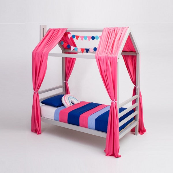 Wood Frame House Bed Etsy