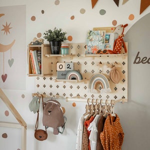 Pegboard Floating shelves Children wardrobe Wall shelves Desktop organizer, Hanging shelf, Peg board Wood floating shelf Floating wood shelf