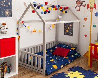 Toddler floor bed frame floor house bed frame Montessori floor bed Canopy bed frame Toddler bed, Kid bed Child bed Crib size, twin floor bed