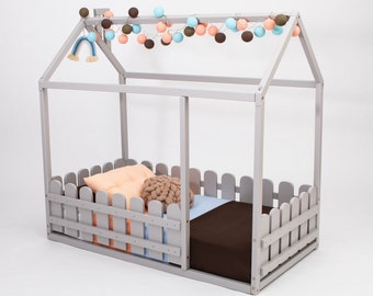 Wood house frame Bed house bed wood bed frame baby bed children bed house shaped bed play tent child room Montessori toy diy bed frame SLATS
