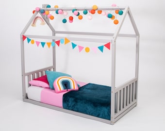 Toddler house bed frame for kid Kid bed Child bed Toddler bed twin size, crib size single size 190x90 cm Platform bed, Toddler bedroom