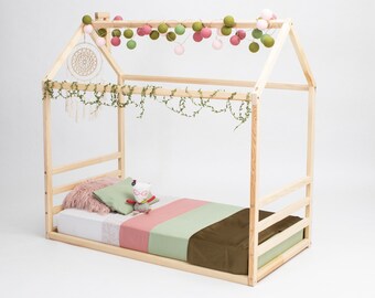 Montessori niño pequeño cama de piso para niños Montessori piso cama marco niños Casa piso cama Montessori, piso cama de la casa, marco de piso cama