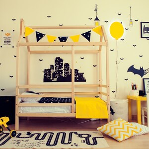 Raised house bed toddler house bed with rails, Montessori bed for toddler Kids teepee bed, Wood bed frame Toddler bed frame Kids bed frame