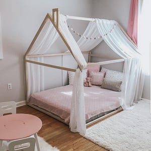 モンテッソーリ幼児用ベッド フレームベッド ハウスベッド ハウス 木製ハウス 子供用ティピーハウス型ベッド プラットフォームベッド 子供用家具 フル/ダブル