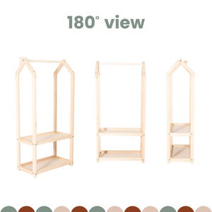 Complete view of the Sweet Home from Wood natural timber clothes display unit