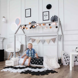Toddler bed Montessori bed House bed frame Kids birthday gift, House shaped bed Montessori bed frame Montessori house bed, Toddler floor bed