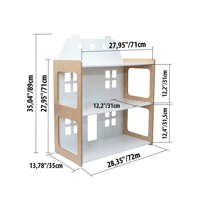 2in1 Doll House House Shaped Shelf Montessori Shelf Wooden Etsy
