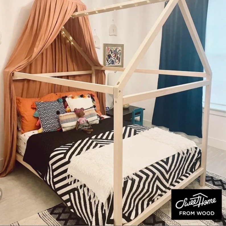 Kids Teepee Wood Nursery Bed House Wooden House Bed Frame Etsy UK