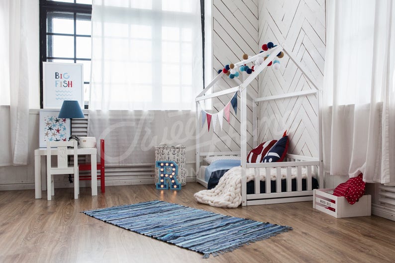 wooden bed or Montessori bed FULLDOUBLE Kids teepee house bed baby bed
