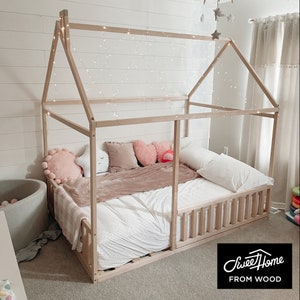 Platform bed, Scandinavian design child room, teepee kids bed, Toddler furniture, wood bed, wood beds for girls, wood house bed, Wood Houses, wood toy, wood toys, wooden bed, wooden playhouse, Childrens furniture, girls bed, Montessori house bed