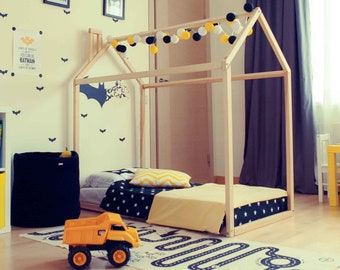 Montessori floor bed for kids Montessori house bed for toddler - Christmas gift for toddler, Montessori toddler floor bed with SLATS