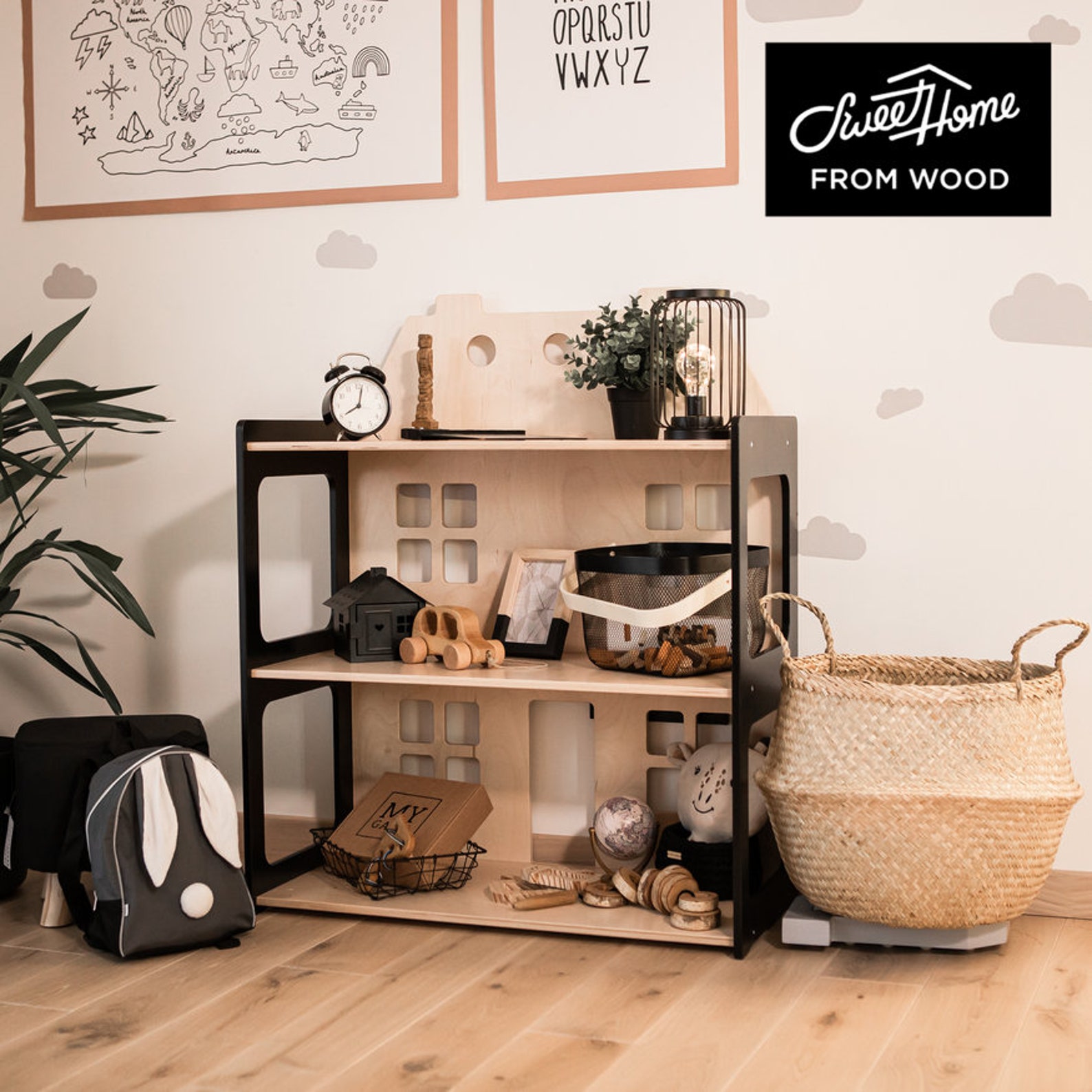 Doll House Kids Shelf House Shaped Shelf Montessori Shelf Etsy