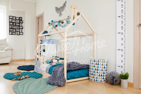 Toddler House Bed Montessori Floor Bed Teepee Bed Kid Bed Wood Bed Children Home Waldorf Toy Children Bed Kids Bedroom Floor Bed