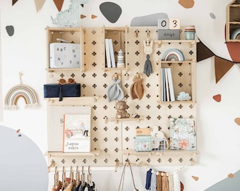 Floating shelves Pegboard display stand Nursery shelves Montessori shelves, Pegboard wall Pegboard shelves wall hanging shelf Pegboard shelf