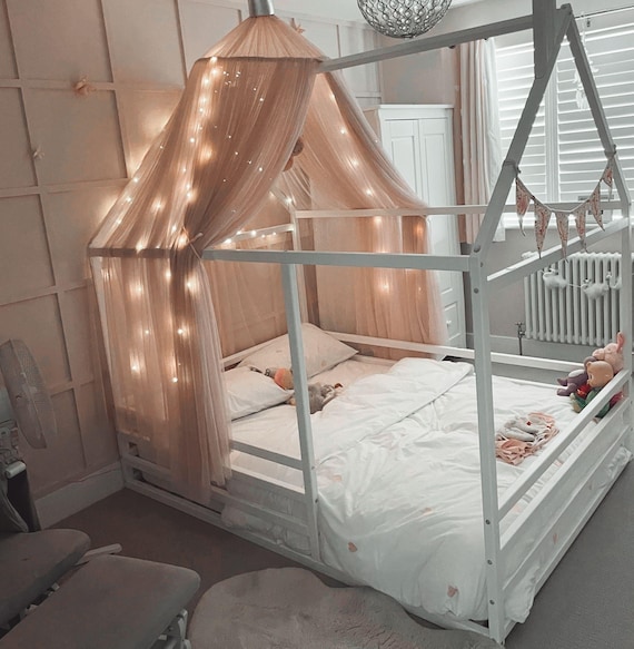 Montessori bed with rails House shaped bed Kid floor bed Toddler bed, Wood house bed Wood bed frame Tent bed Child bed, Montessori furniture