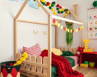 Toddler bed frame Montessori bed frame Nursery furniture, Montessori house bed Toddler house bed Single size, Twin size Children's house bed